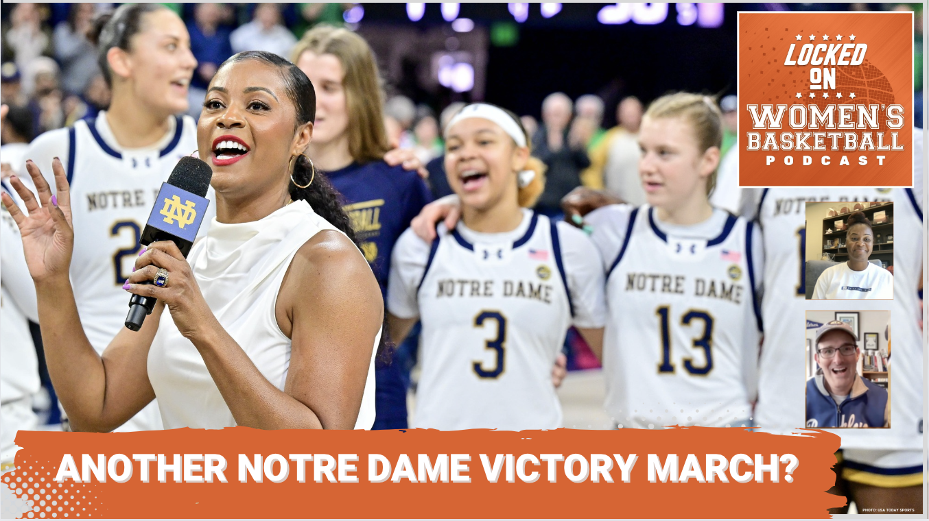 Niele Ivey addresses the fans at a Notre Dame game.